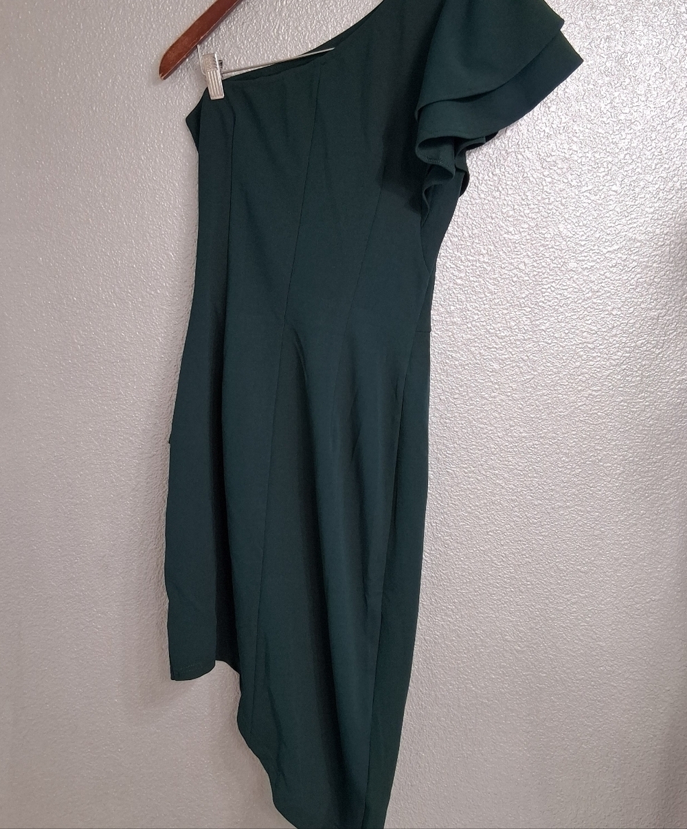 NWT BTFBM Forest Green One Shoulder Special Occasion Dress Size S - Picture 14 of 16